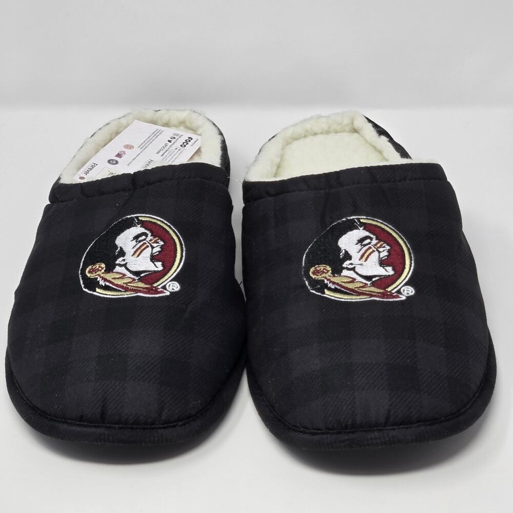 FOCO Florida State Seminoles Slippers Men’s Large 11-12 Fleece Lined Black NCAA